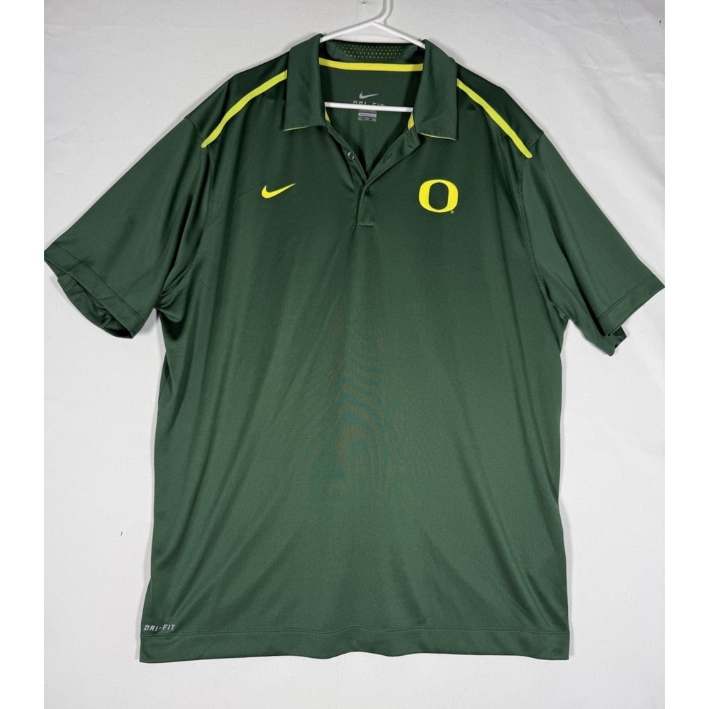 EUC Nike Oregon Ducks Polo Shirt Men's XXL Green Short Sleeve Golf Casual